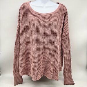 American Eagle Outfitters Blush Shaker Knit Cotton Blend Crewneck Sweater-Size L